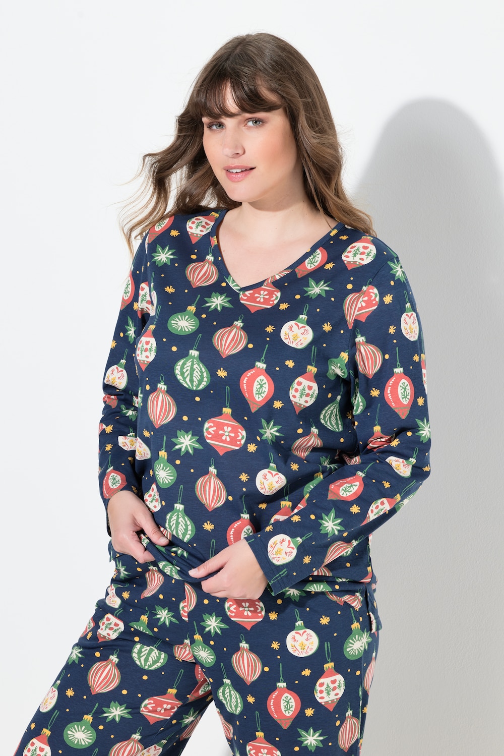 Große Größen Schlafanzug-Oberteil, Damen, blau, Größe: 50/52, Baumwolle, Ulla Popken von PURE