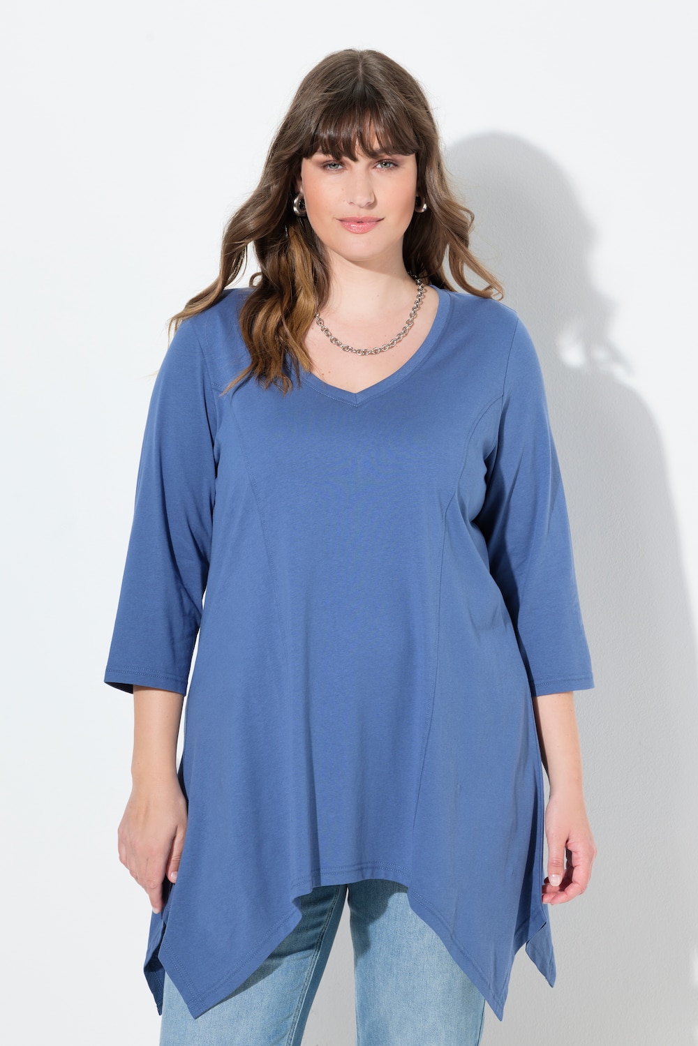 Große Größen Shirt, Damen, blau, Größe: 42/44, Baumwolle, Ulla Popken von PURE