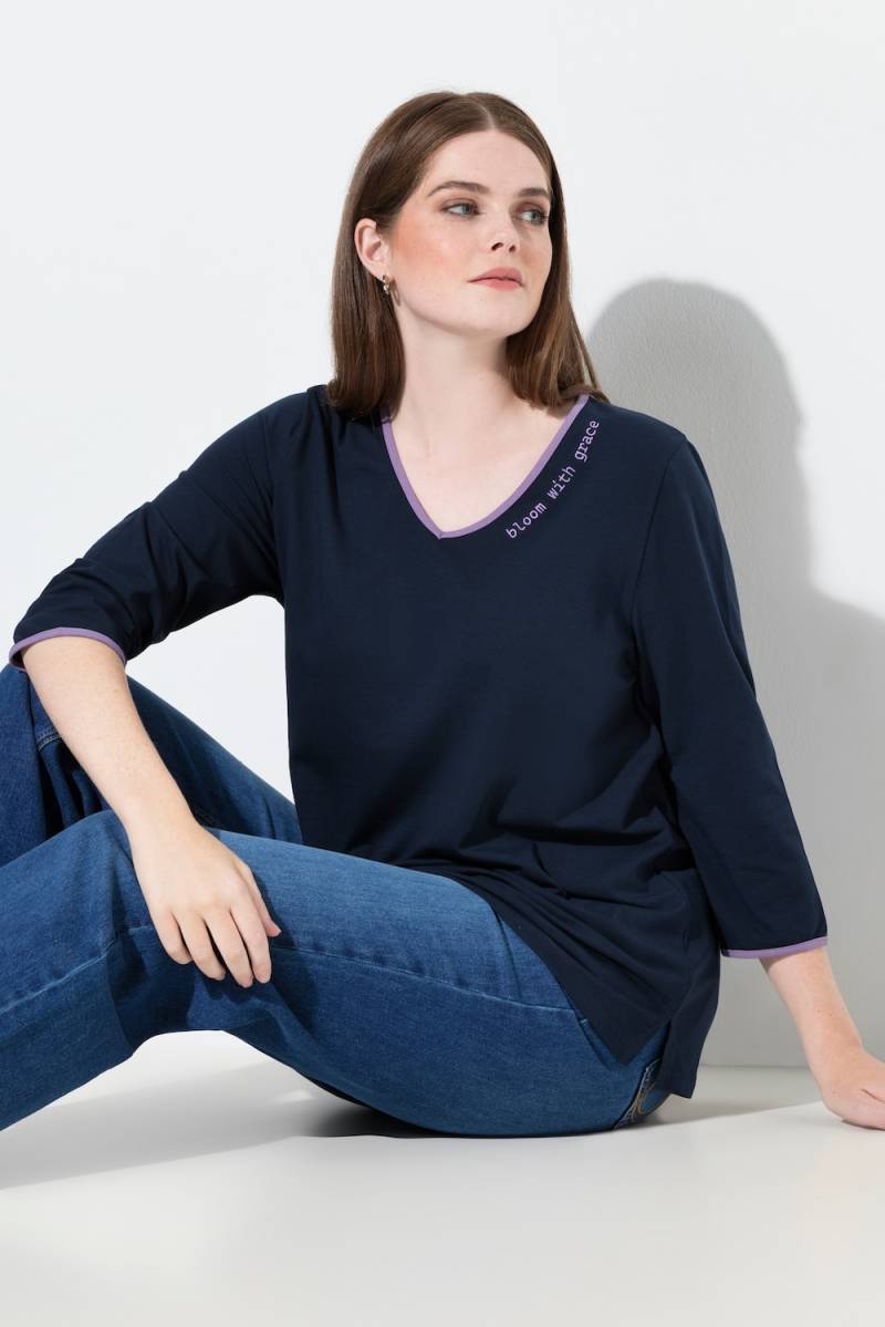 Große Größen Shirt, Damen, blau, Größe: 42/44, Baumwolle, Ulla Popken von PURE
