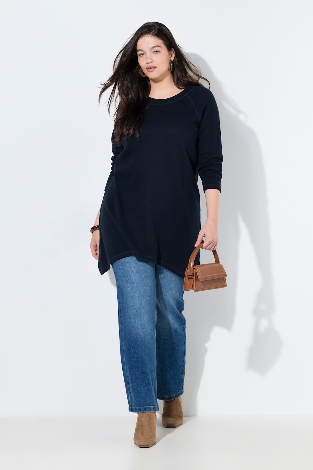 Große Größen Shirt, Damen, blau, Größe: 50/52, Baumwolle, Ulla Popken von PURE