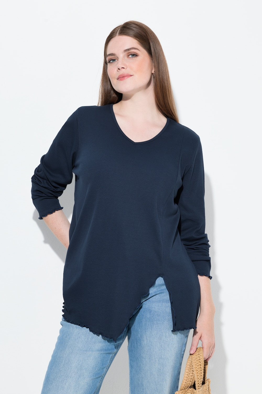 Große Größen Shirt, Damen, blau, Größe: 54/56, Baumwolle, Ulla Popken von PURE