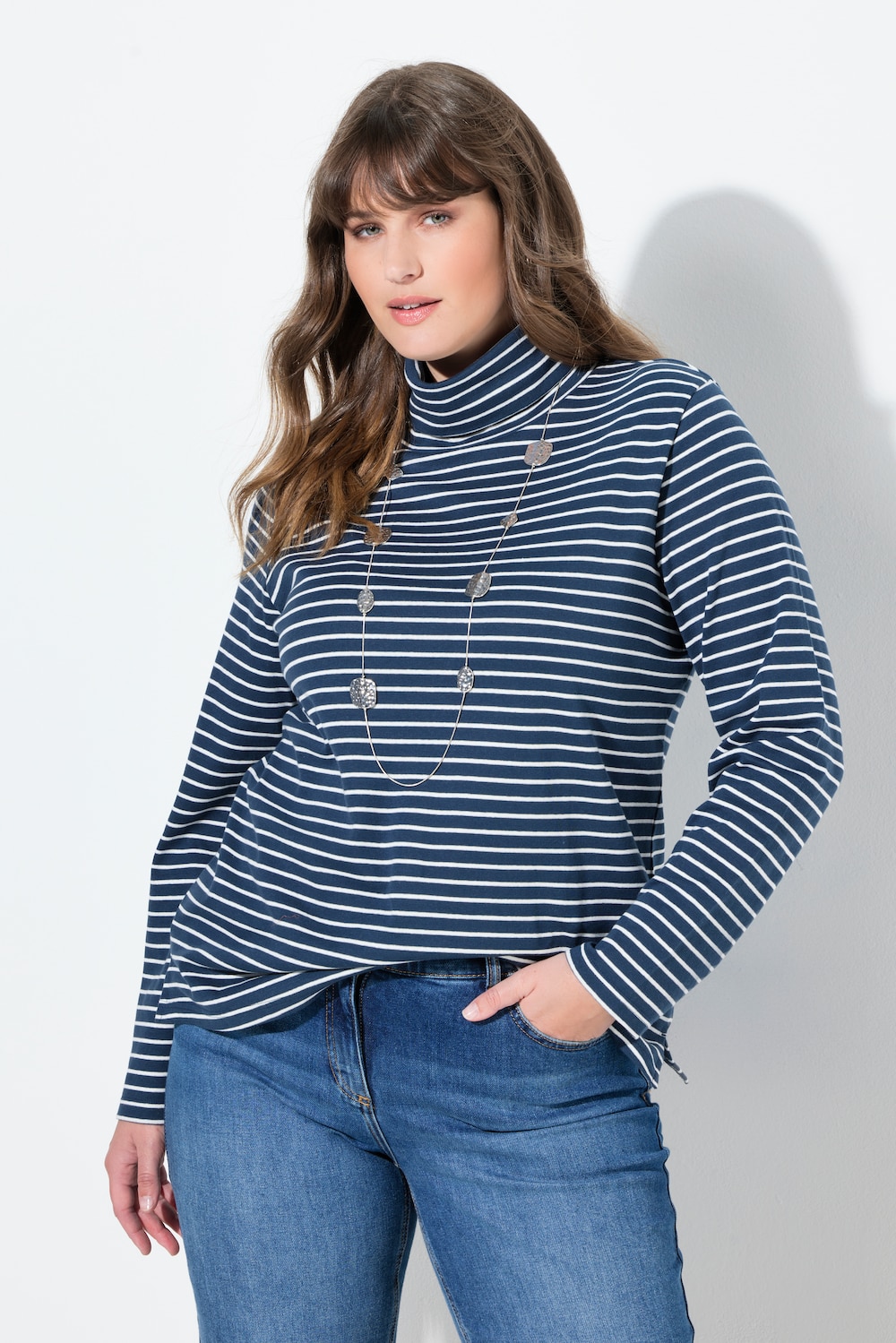 Große Größen Shirt, Damen, blau, Größe: 54/56, Baumwolle, Ulla Popken von PURE