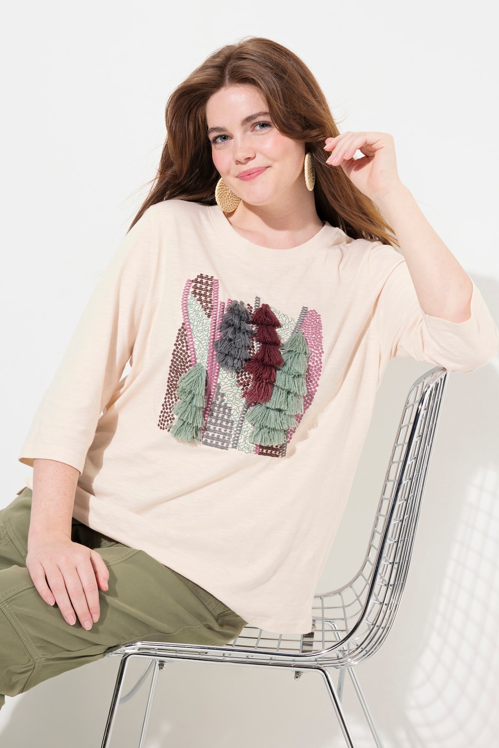 Große Größen Shirt, Damen, gelb, Größe: 46/48, Baumwolle, Ulla Popken von PURE