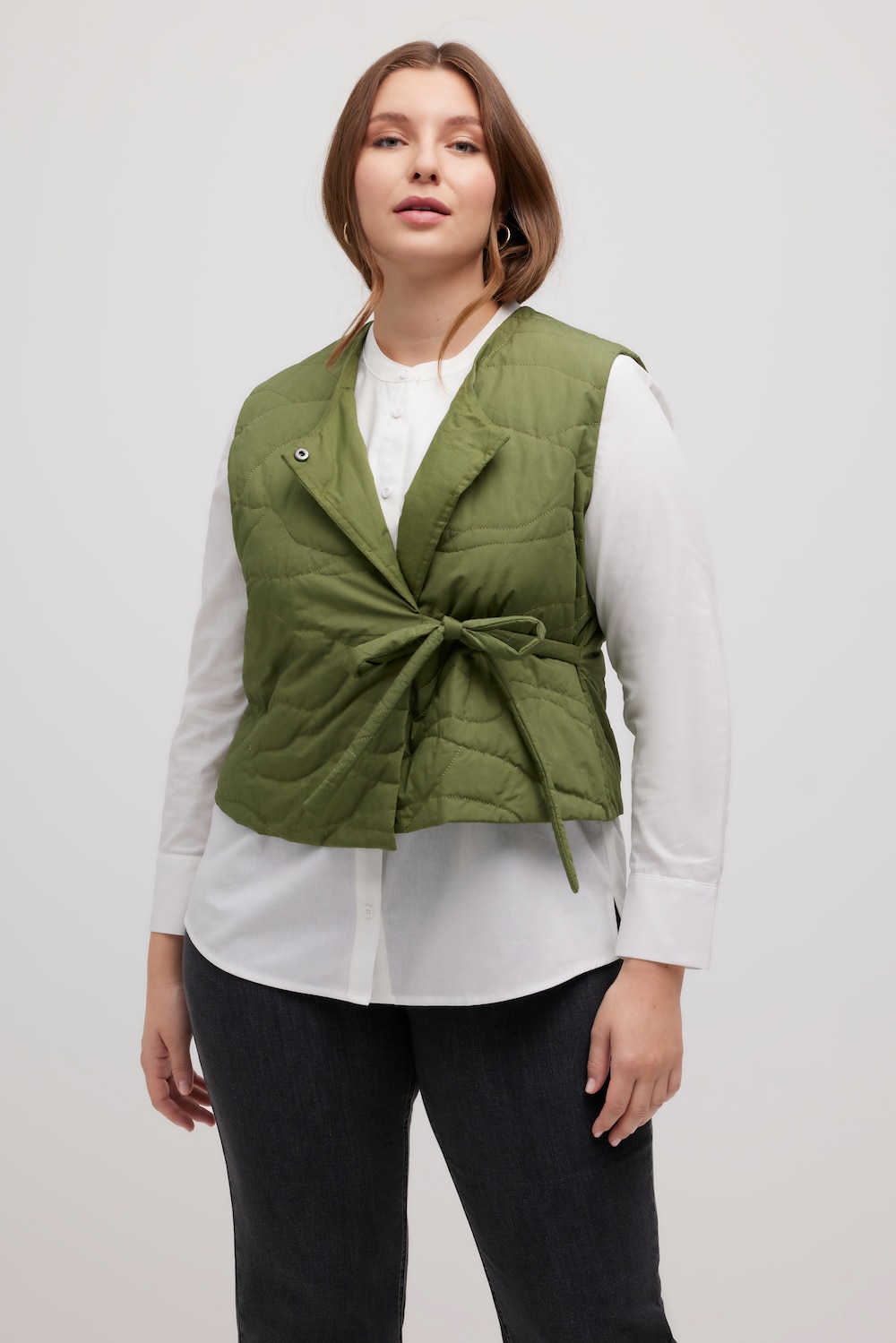 Große Größen Steppweste, Damen, grün, Größe: 54/56, Baumwolle, Ulla Popken von PURE