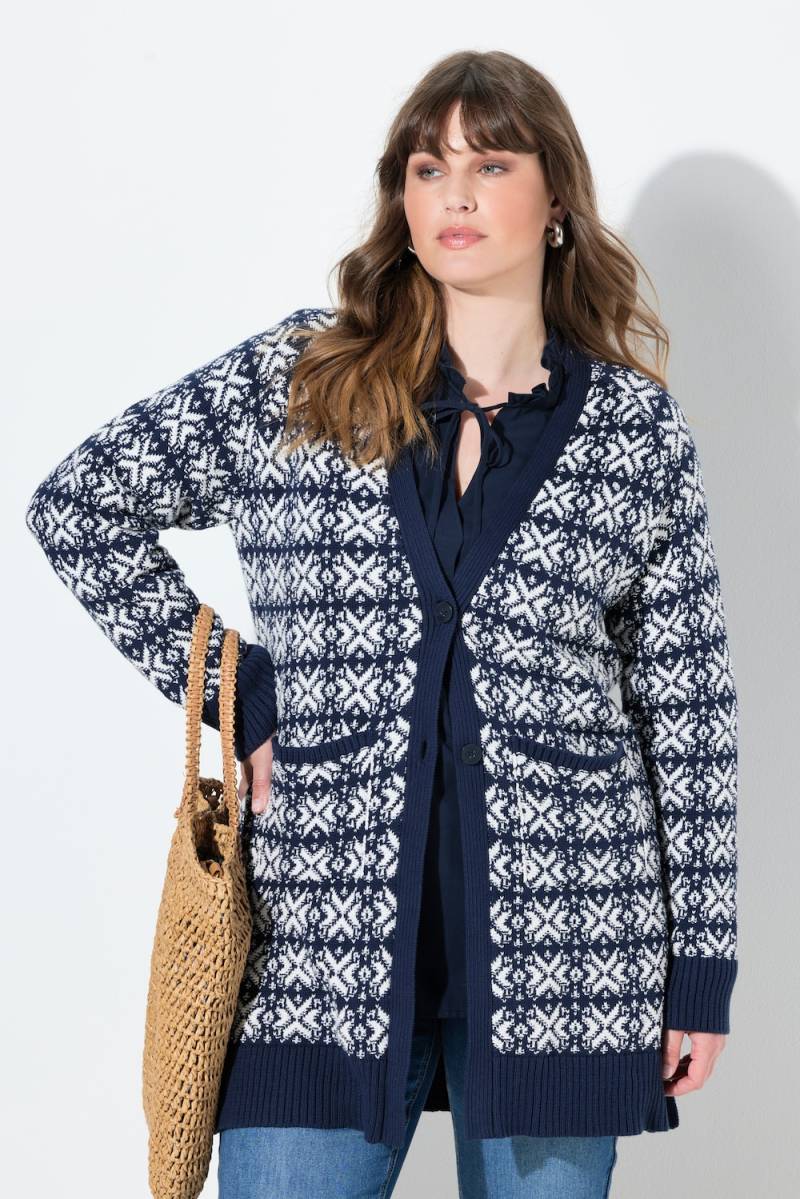 Große Größen Strickjacke, Damen, blau, Größe: 46/48, Baumwolle, Ulla Popken von PURE