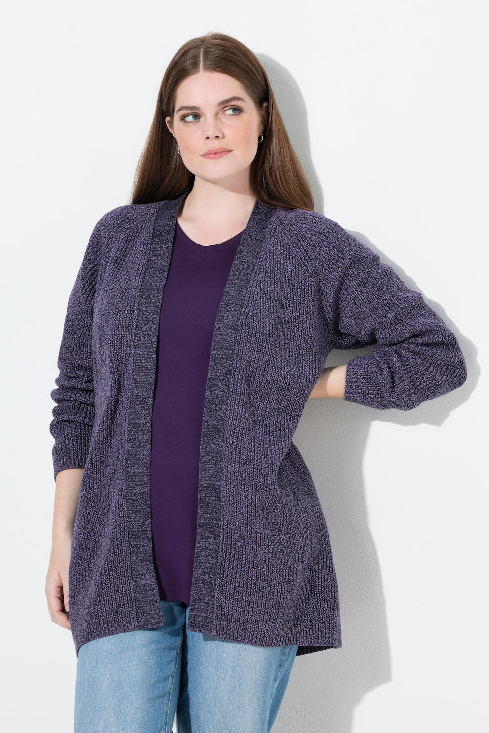 Große Größen Strickjacke, Damen, blau, Größe: 50/52, Baumwolle, Ulla Popken von PURE