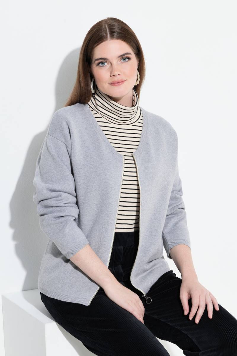 Große Größen Strickjacke, Damen, grau, Größe: 42/44, Baumwolle, Ulla Popken von PURE