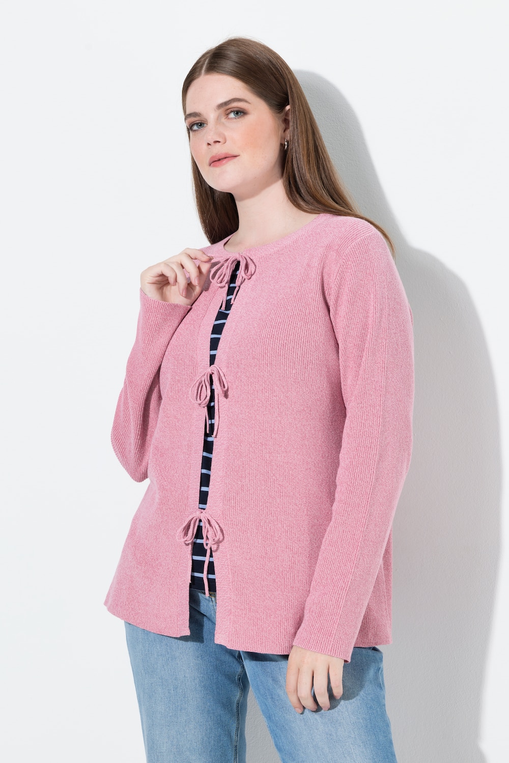 Große Größen Strickjacke, Damen, rosa, Größe: 42/44, Baumwolle, Ulla Popken von PURE