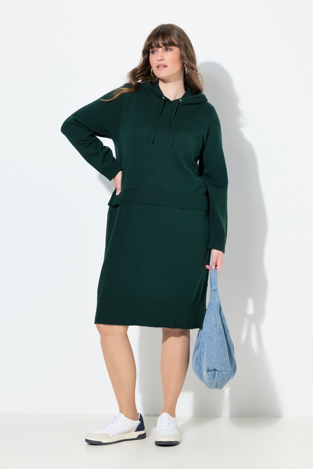 Große Größen Strickkleid, Damen, türkis, Größe: 50/52, Baumwolle, Ulla Popken von PURE