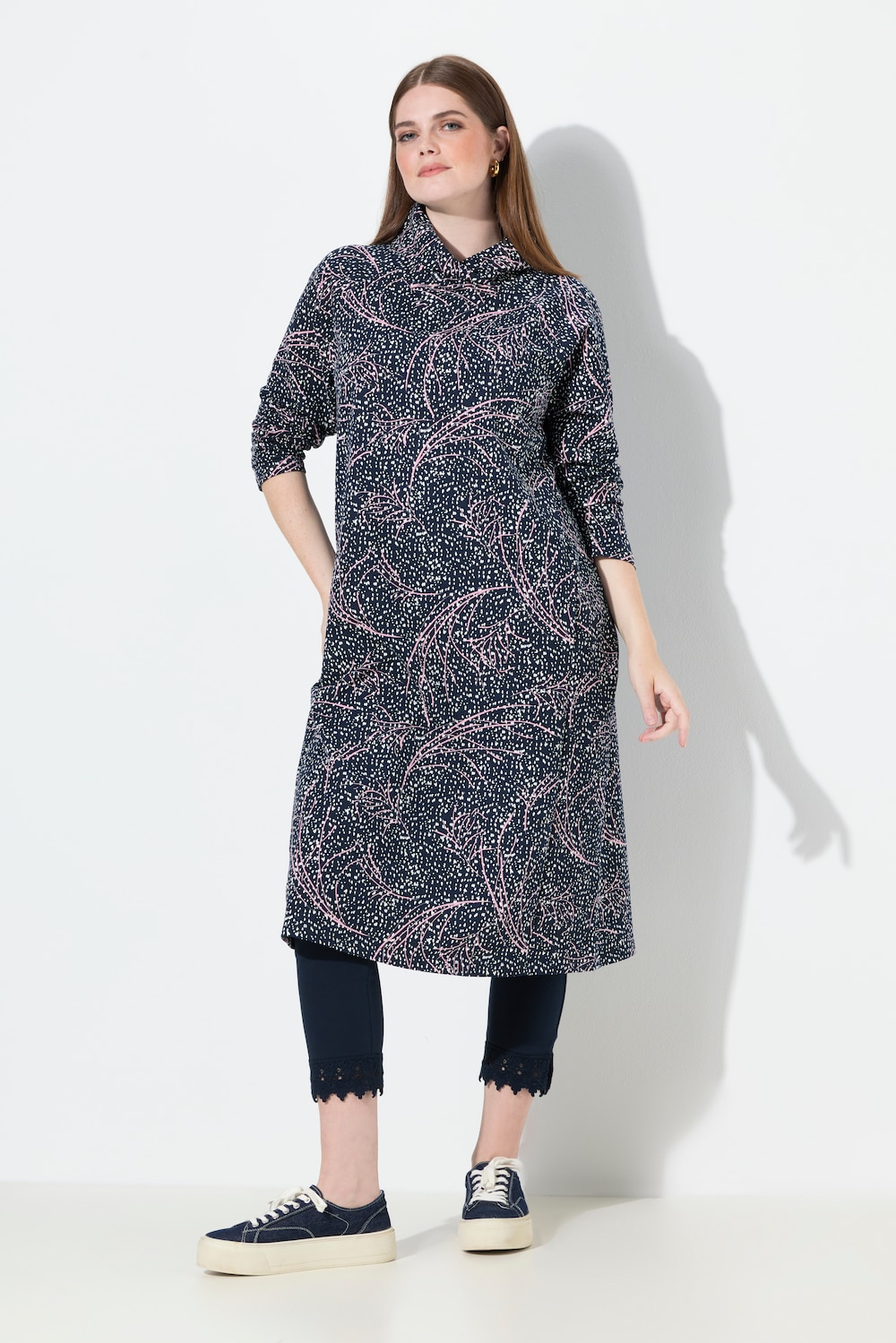 Große Größen Sweat-Midikleid, Damen, blau, Größe: 58/60, Baumwolle, Ulla Popken von PURE