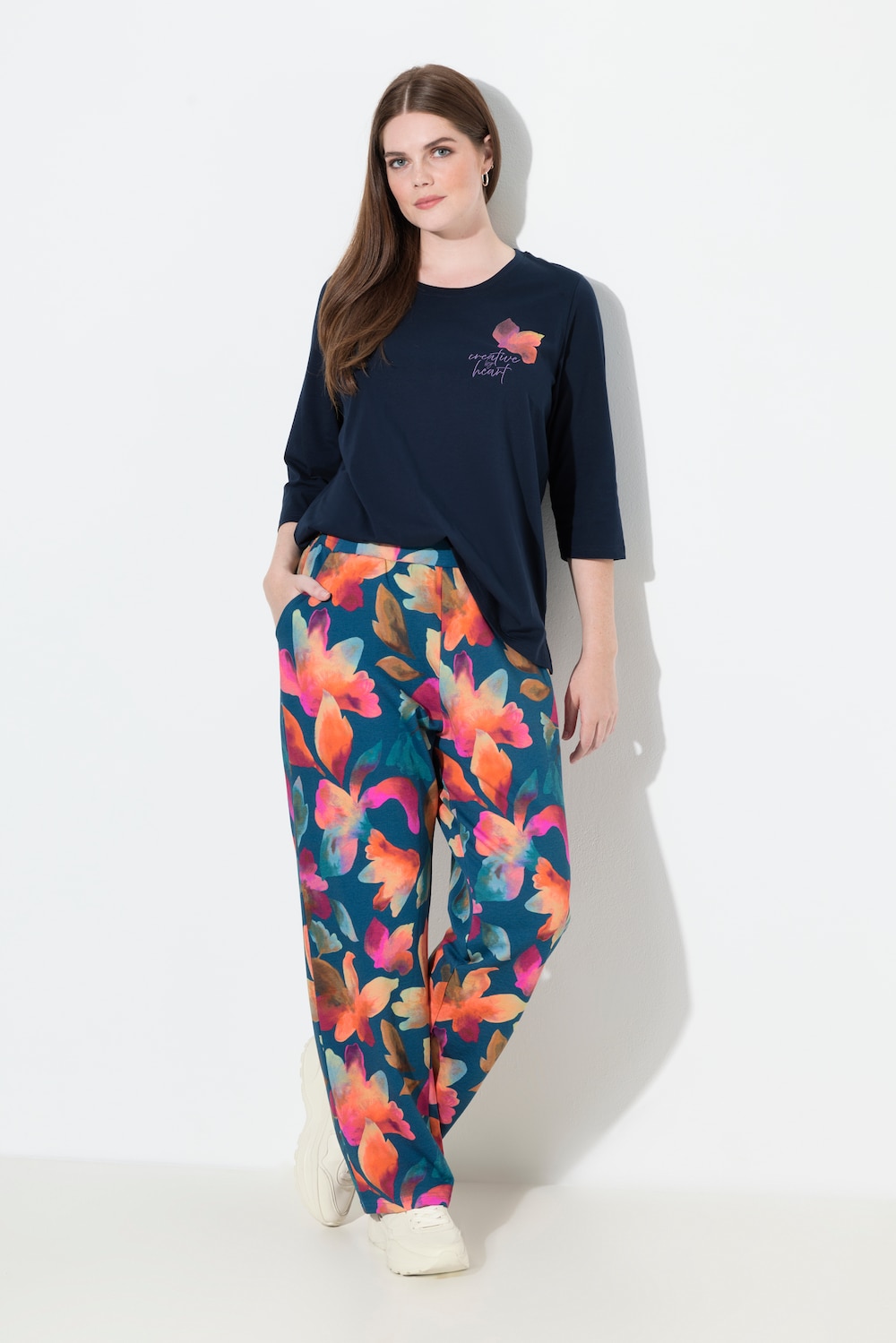 Große Größen Sweathose Rose, Damen, blau, Größe: 50/52, Baumwolle, Ulla Popken von PURE