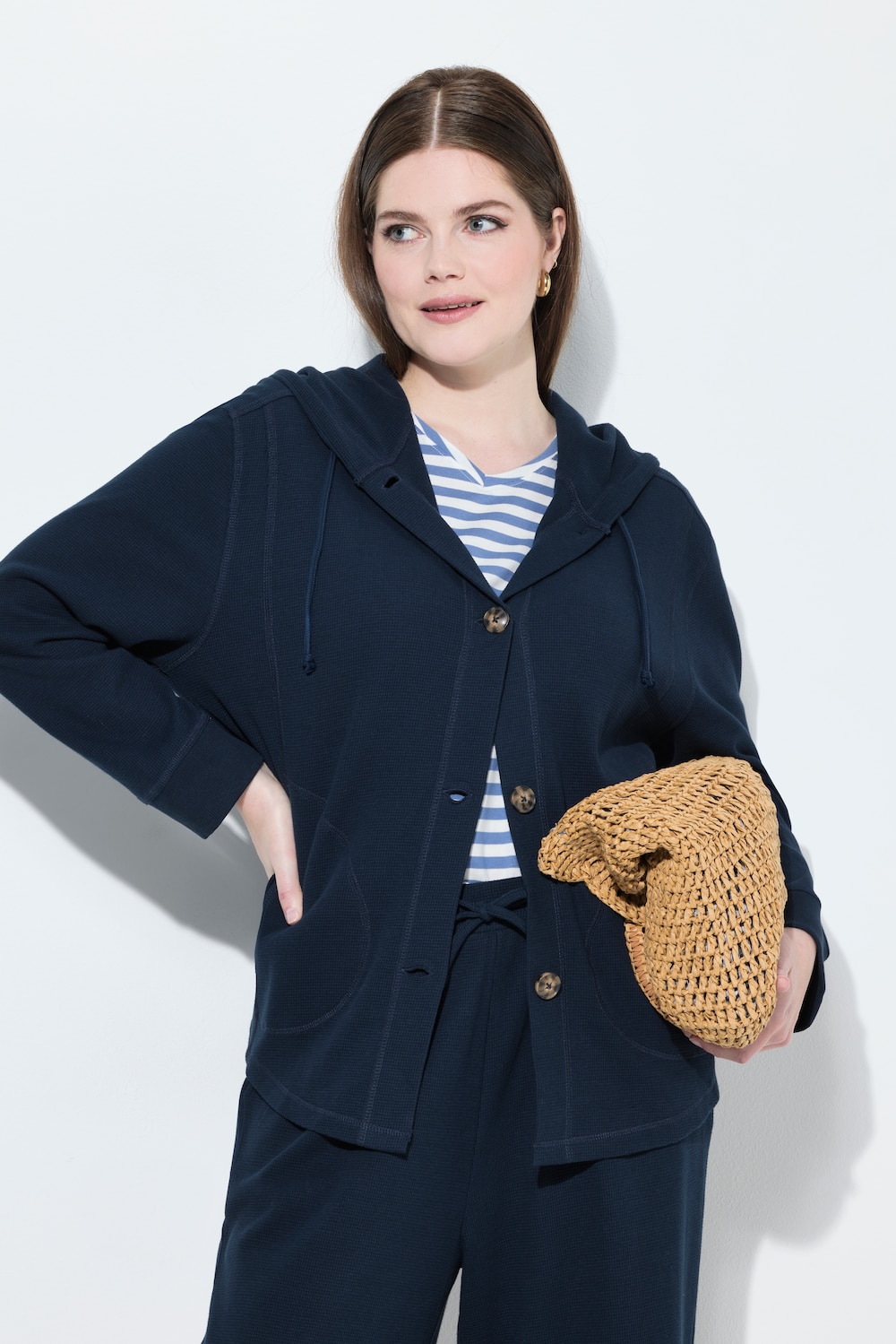 Große Größen Sweatjacke, Damen, blau, Größe: 58/60, Baumwolle, Ulla Popken von PURE
