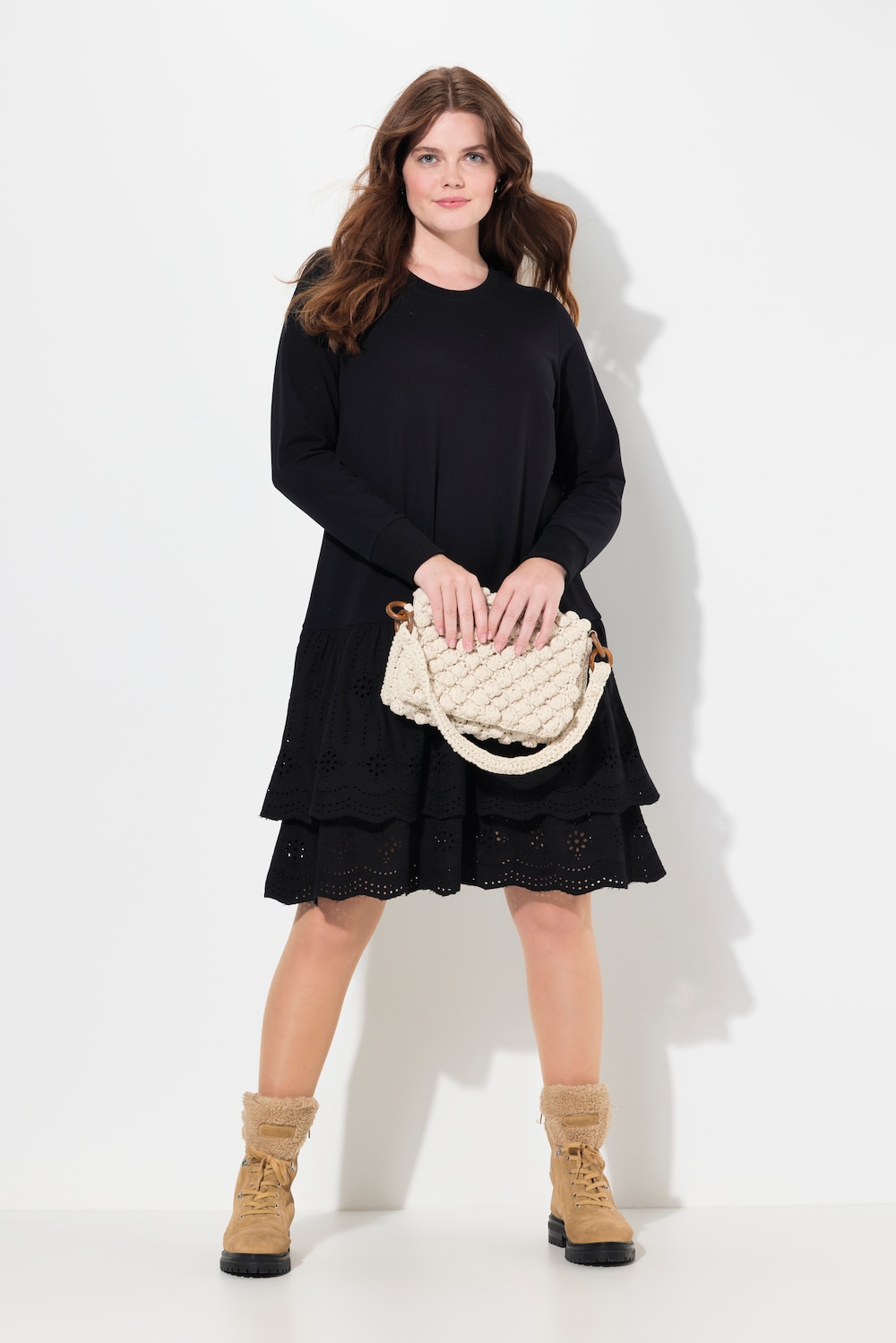 Große Größen Sweatkleid, Damen, schwarz, Größe: 42/44, Baumwolle, Ulla Popken von PURE