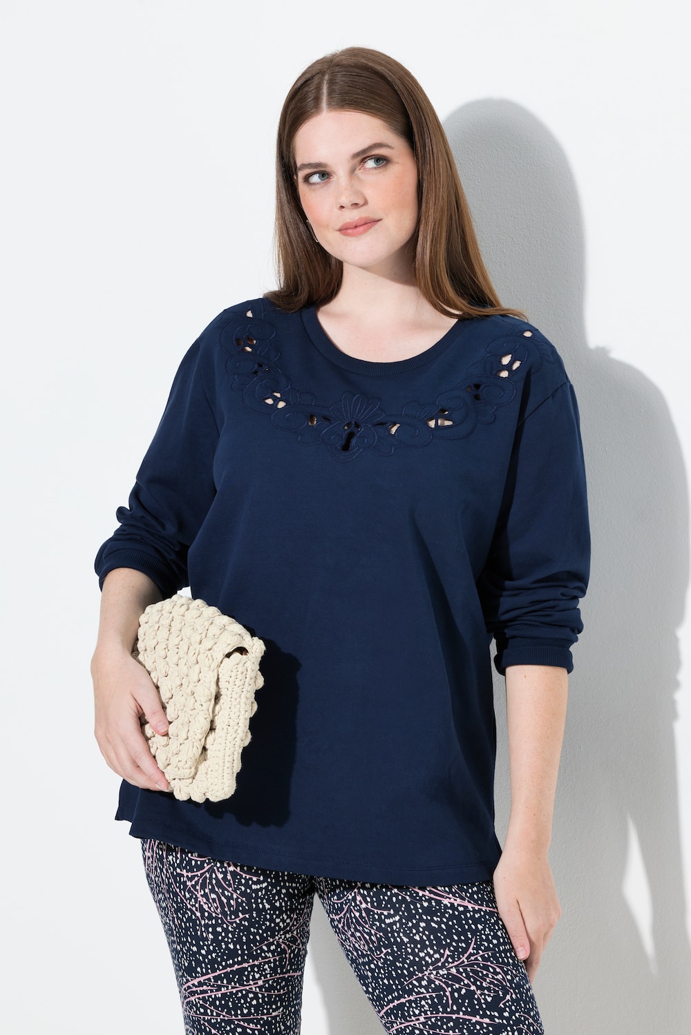 Große Größen Sweatshirt, Damen, blau, Größe: 46/48, Baumwolle, Ulla Popken von PURE