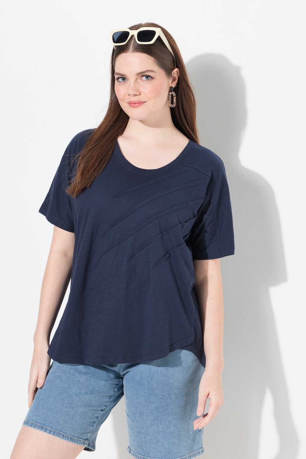Große Größen T-Shirt, Damen, blau, Größe: 42/44, Baumwolle, Ulla Popken von PURE
