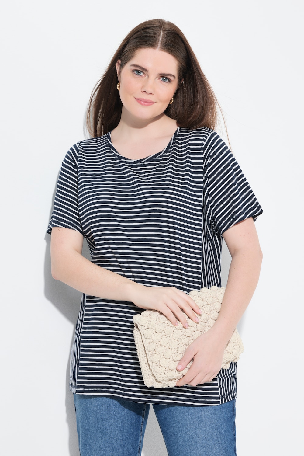 Große Größen T-Shirt, Damen, blau, Größe: 42/44, Baumwolle, Ulla Popken von PURE