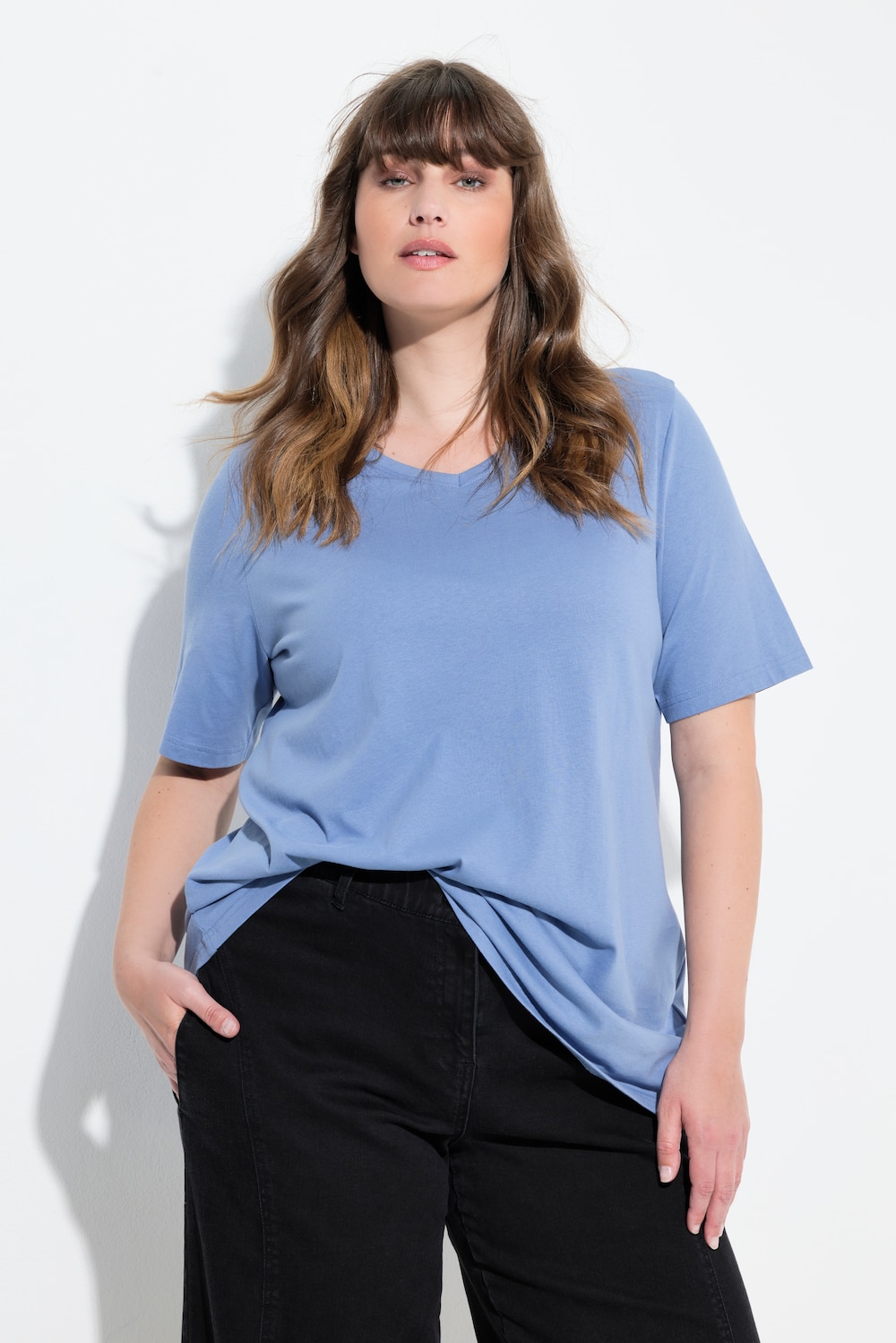 Große Größen T-Shirts, Damen, blau, Größe: 42/44, Baumwolle, Ulla Popken von PURE