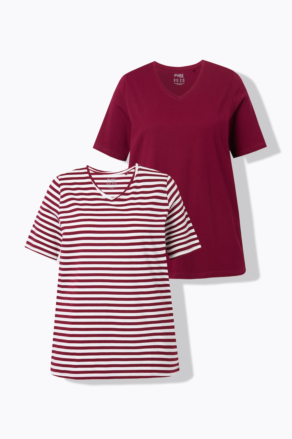 Große Größen T-Shirts, Damen, rot, Größe: 54/56, Baumwolle, Ulla Popken von PURE