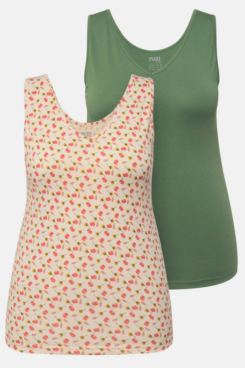 Große Größen Tanktops, Damen, gelb, Größe: 42/44, Baumwolle, Ulla Popken von PURE