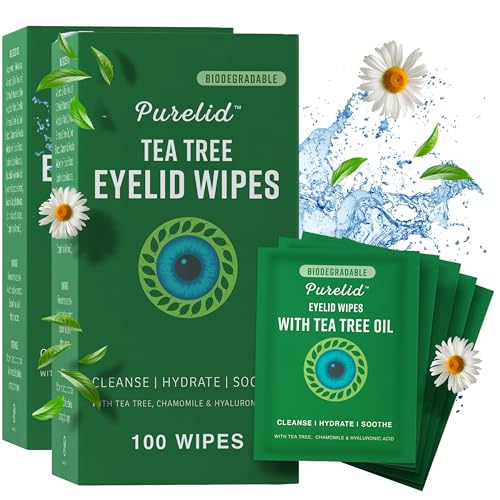 PURELID Teebaum Augenlidtücher - 100 Teebaumöl Augentücher für Menschen mit trockenen Augen & Allergien - Sanfter Augenlidreiniger mit Hyaluronsäure - Einzeln verpackt & biologisch abbaubar - 2er Pack PURELID Teebaum Augenlidtücher - 100 Teebaumöl Augentücher für Menschen mit trockenen Augen & Allergien - Sanfter Augenlidreiniger mit Hyaluronsäure - Einzeln verpackt & biologisch abbaubar - 2er Pack von PURELID