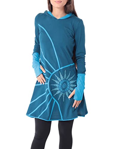 PUREWONDER Alternatives Kleid Kapuzenkleid mit Mandala dr77 Blau M von PUREWONDER