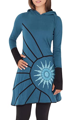 PUREWONDER Alternatives Kleid Kapuzenkleid mit Mandala dr77 Blau2 L von PUREWONDER