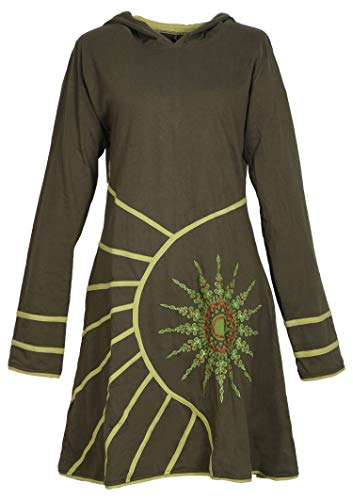 PUREWONDER Alternatives Kleid Kapuzenkleid mit Mandala dr77 Grün L von PUREWONDER