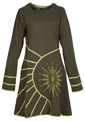 PUREWONDER Alternatives Kleid Kapuzenkleid mit Mandala dr77 Grün XL von PUREWONDER