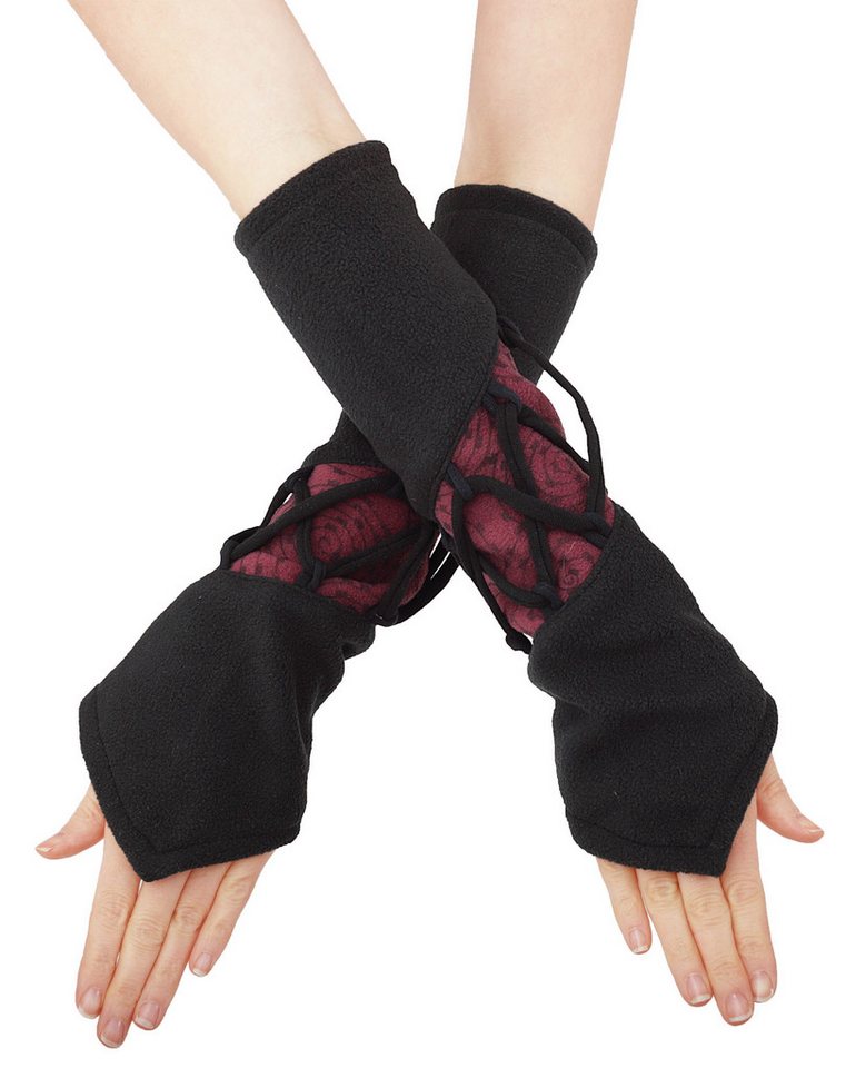 PUREWONDER Armstulpen Pulswärmer aus Fleece mit Schnürung für Damen, hw4 Schwarz (1 Paar) von PUREWONDER