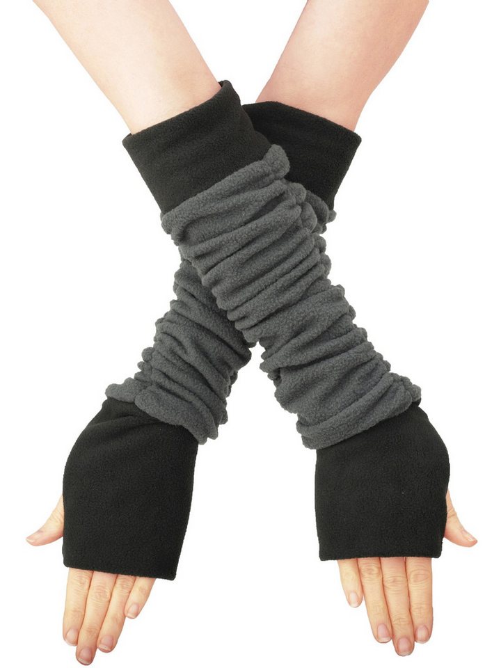 PUREWONDER Armstulpen Zweifarbige Armstulpen aus gerafftem Fleece mit Daumenloch hw34 Grau (1 Paar) mit Daumenloch von PUREWONDER