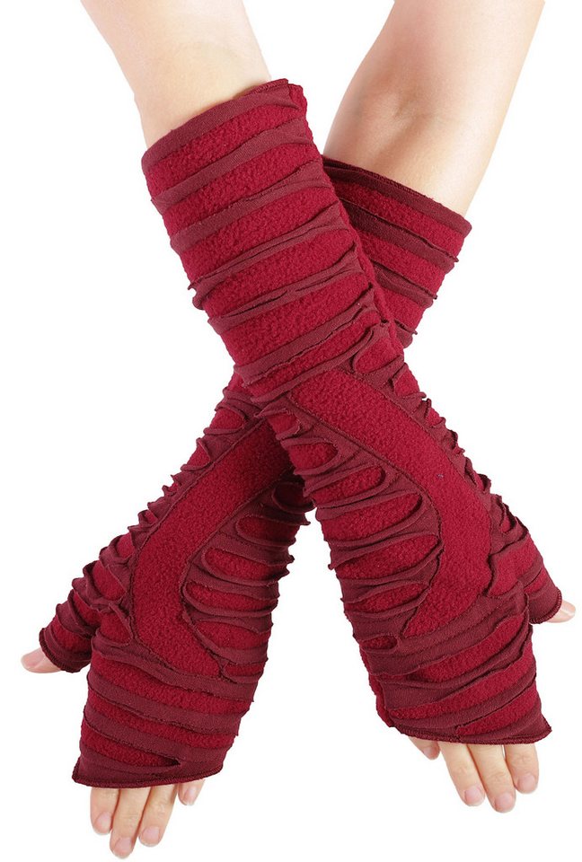 PUREWONDER Armstulpen Handstulpen für warme Gelenke, Pulswärmer hw23 Rot (1 Paar) mit Daumenloch von PUREWONDER