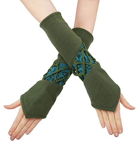 PUREWONDER Damen Armstulpen Fleece Handstulpen Design Nr. 4 Farbe Grün von PUREWONDER