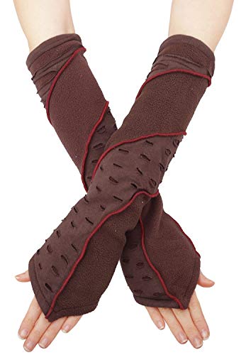 PUREWONDER Damen Armstulpen Handstulpen Design Nr. 8 Farbe Braun von PUREWONDER