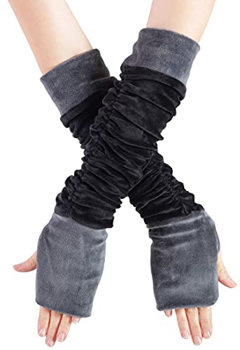PUREWONDER Damen Armstulpen Pulswärmer Samt Handstulpen hw25 Schwarz von PUREWONDER