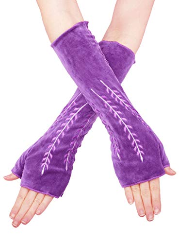 PUREWONDER Damen Armstulpen Samt Handstulpen Design Nr. 14 Farbe Lila von PUREWONDER