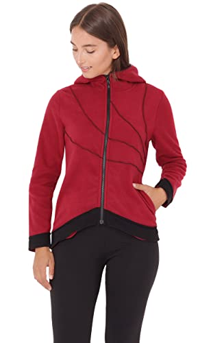 PUREWONDER Damen Jacke Leichte Fleecejacke mit Kapuze jk24 Rot XL von PUREWONDER