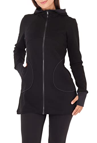 PUREWONDER Damen Jacke Sweatjacke mit Kapuze und Seitentaschen jk3 Schwarz M von PUREWONDER