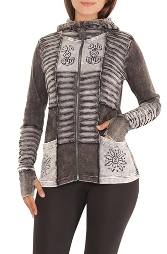 PUREWONDER Damen Jacke mit Cut-Outs Nepal Kapuzenjacke jk23 Grau M von PUREWONDER