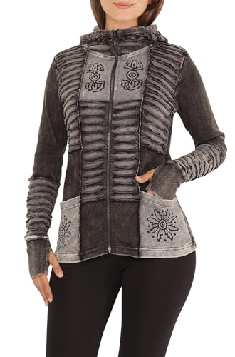 PUREWONDER Damen Jacke mit Cut-Outs Nepal Kapuzenjacke jk23 Schwarz L von PUREWONDER