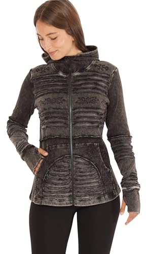 PUREWONDER Damen Jacke mit Patchwork, Cut-Outs und Kapuze jk21 Schwarz M von PUREWONDER