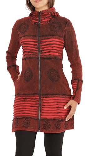 PUREWONDER Damen Jacke mit Patchwork, Cut-Outs und Om-Print jk22 Rot L von PUREWONDER