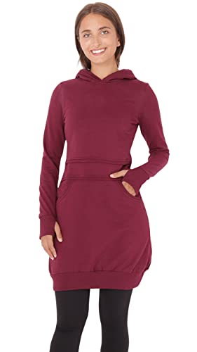 PUREWONDER Damen Kleid Kapuzenpullover Hoodie Einfarbig dr19 Rot XXL von PUREWONDER