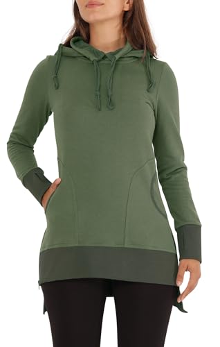 PUREWONDER Damen Kleid Sweat Kapuzenkleid Hoodie dr38 Grün S von PUREWONDER