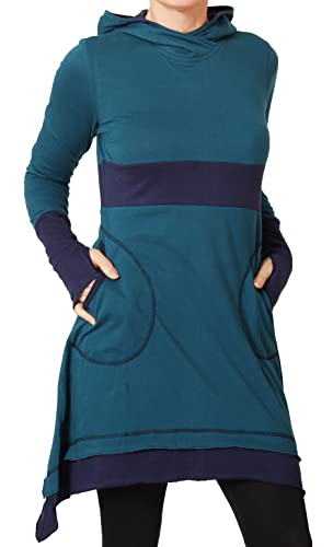 PUREWONDER Damen Kleid aus Baumwolle mit Zipfelkapuze dr37 Blau XL von PUREWONDER