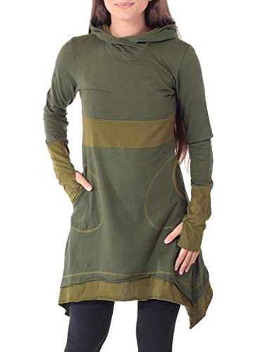 PUREWONDER Damen Kleid aus Baumwolle mit Zipfelkapuze dr37 Grün XL von PUREWONDER