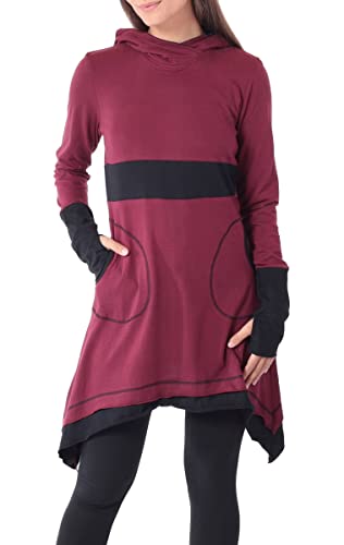 PUREWONDER Damen Kleid aus Baumwolle mit Zipfelkapuze dr37 Rot L von PUREWONDER