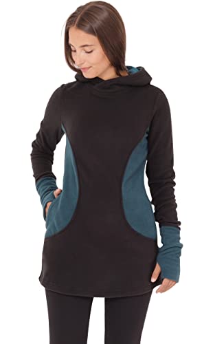 PUREWONDER Damen Pullover Kapuzenpullover-Kleid aus Fleece dr12 Blau XXL von PUREWONDER