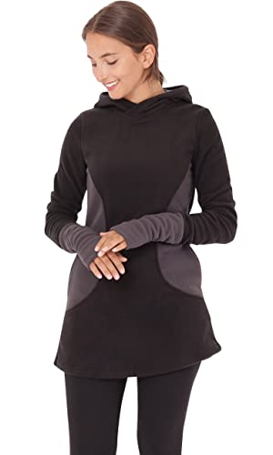 PUREWONDER Damen Pullover Kapuzenpullover-Kleid aus Fleece dr12 Grau S von PUREWONDER