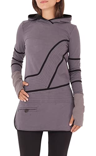 PUREWONDER Damen Pullover Kleid Kapuzenpullover Hoodie dr21 Grau M von PUREWONDER