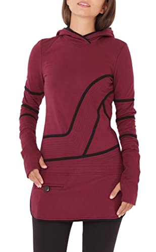 PUREWONDER Damen Pullover Kleid Kapuzenpullover Hoodie dr21 Rot L von PUREWONDER